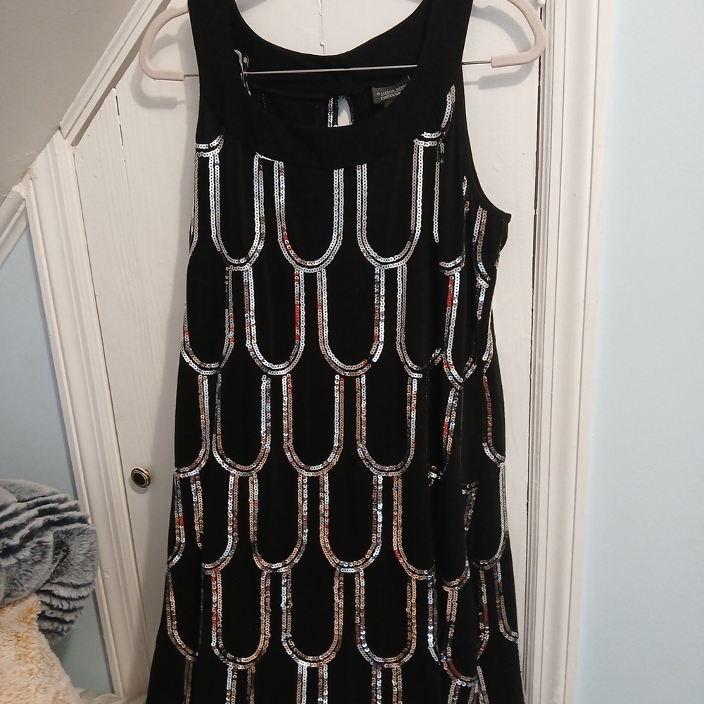 Vintage Art Deco Black With Silver Sequen Accents